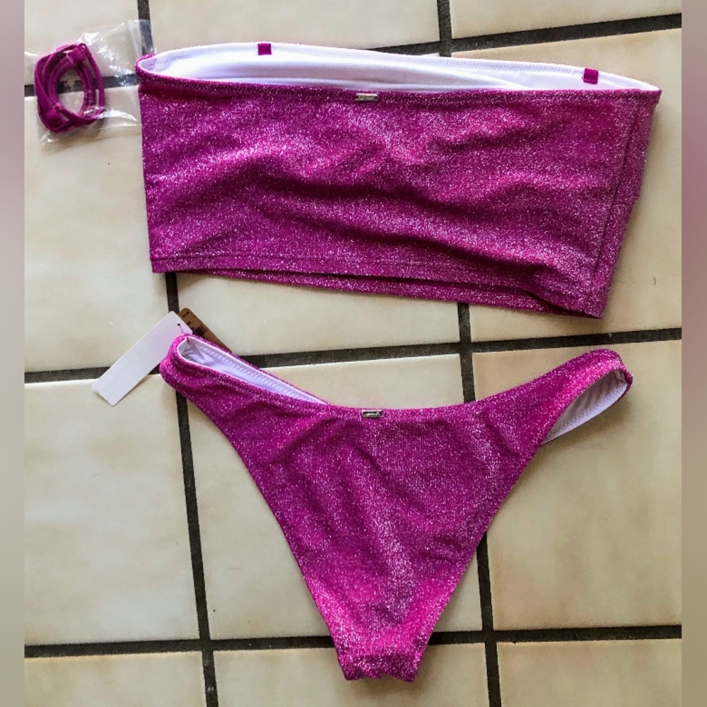 PINK Shimmery Pink Bikini Set - Picture 2 of 4